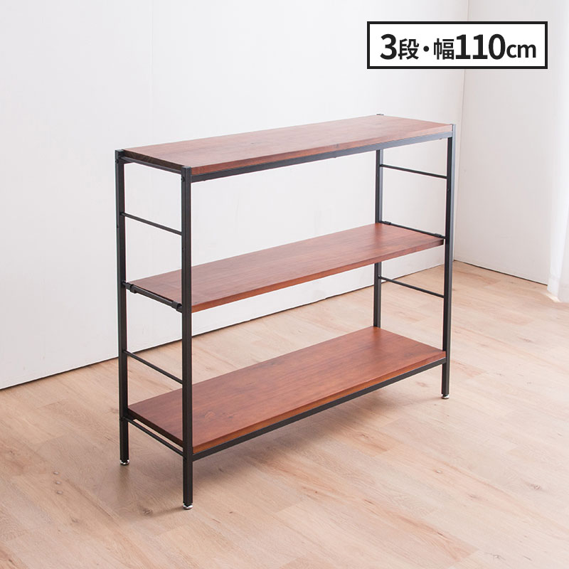 MINT シェルフ 木製 3段 アンティーク調 幅110 ラフ ヴィンテージ