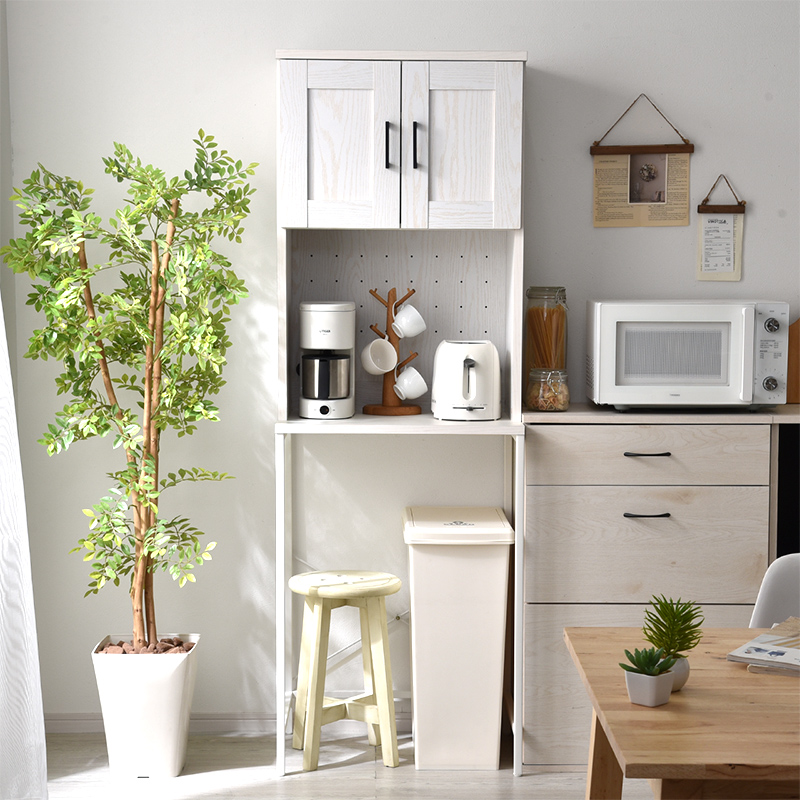 ワイエムワールド ゴミ箱上 キッチンラック 幅60cm 食器棚 コンセント