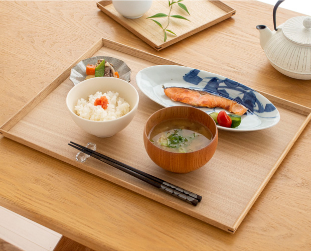 2/25はポイント10倍／ 松屋漆器店 白木塗タモ 14.0長角盆 長角 約42.5