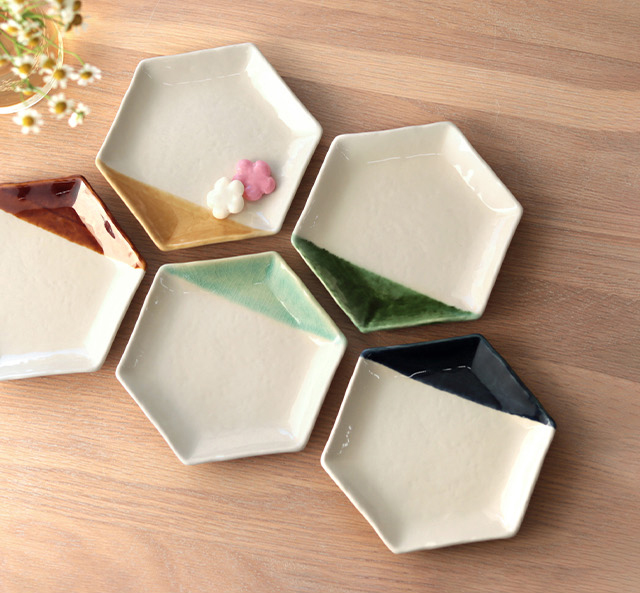 m.m.d. m.m.d. true colors line 取皿 2分掛け(取り皿 六角 プレート