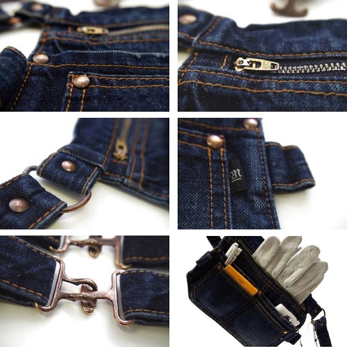 メール便可】デニム地 ウエストバッグ ウエストポーチ ボディバッグ