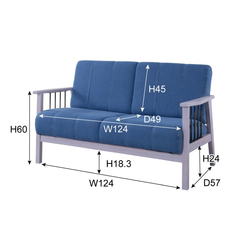 東谷 ソファー 2人掛け 幅138cm デニム おしゃれ ソファ 肘付き