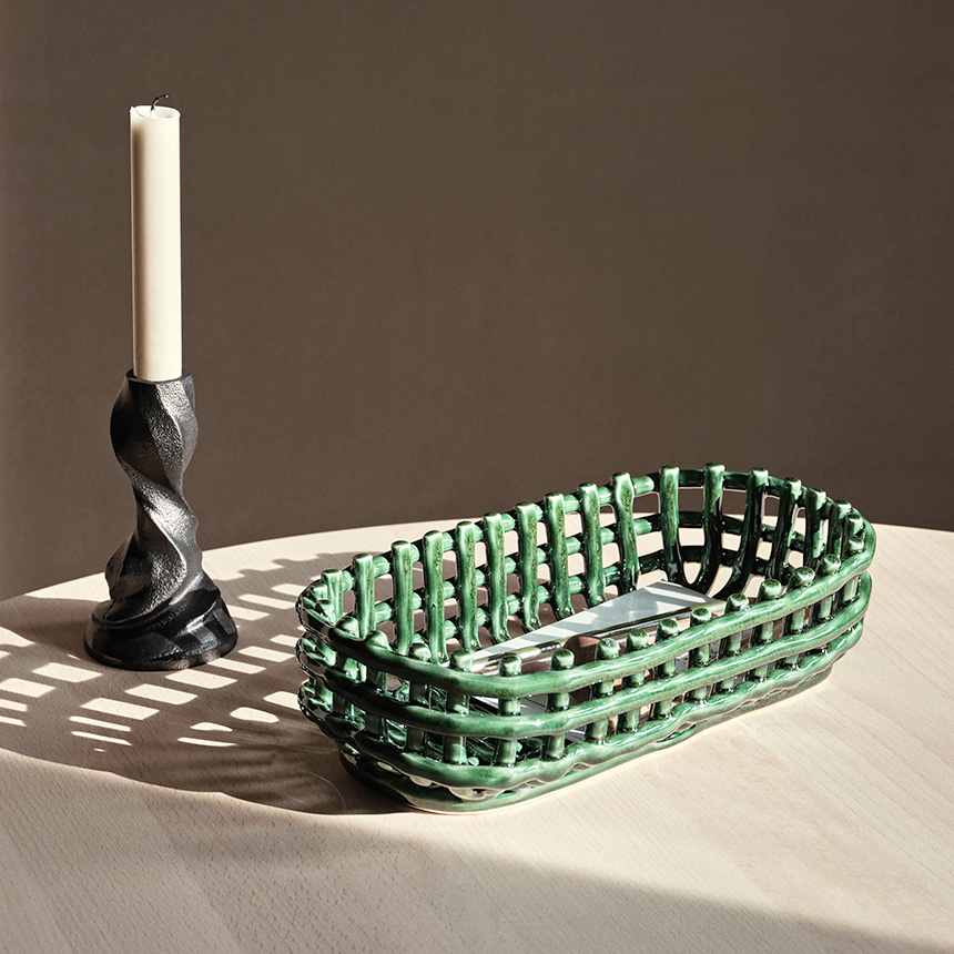 ferm LIVING ファームリビング セラミック バスケット オーバル 幅30cm