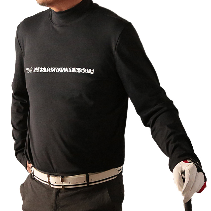 メンズ ゴルフウェア モックネック 長袖 シャツ ロング Tシャツ