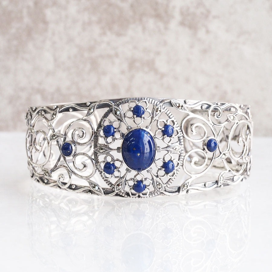 ROKUZAN ラピスラズリ アイビー シルバーバングル シルバー925