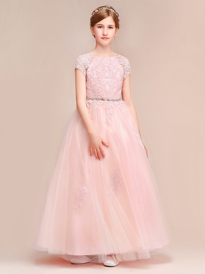 子供ドレス 美しいピンクのタフタ素材を使用したロングドレス 120/130