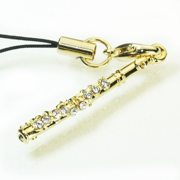 携帯ストラップ フルート アクセサリー 音楽 楽器 スワロフスキー