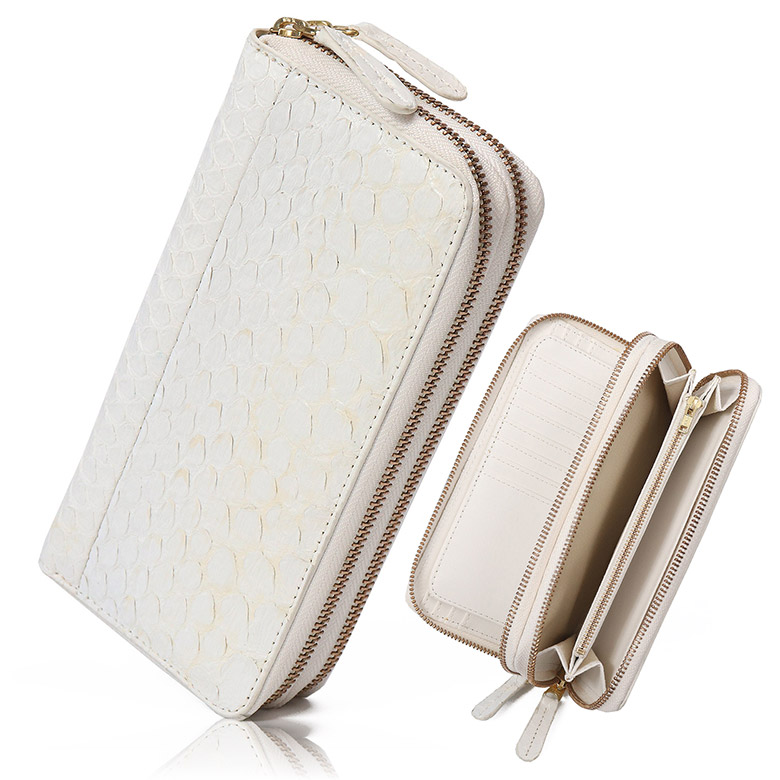 長財布 メンズ パイソンレザー 蛇 財布 蛇柄 ヘビ柄 ヘビ 革 蛇革 白蛇