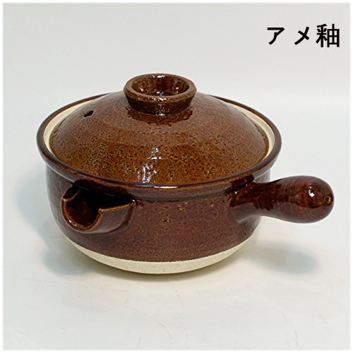 伊賀焼行平鍋 小 萬古焼 土鍋 直火対応 日本製 黒柿釉 ワラ釉とアメ釉3