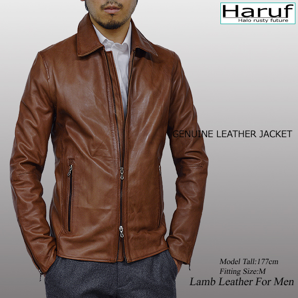 Haruf（ハルフ） 革ジャン レザージャケット メンズ 本革 衿付き