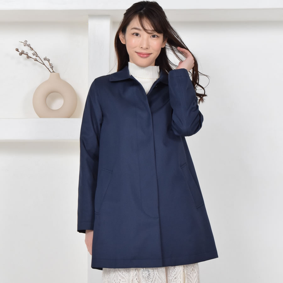 Merfirge ステンカラーコート 裏地 チェック柄 ステンカラー コート 弱