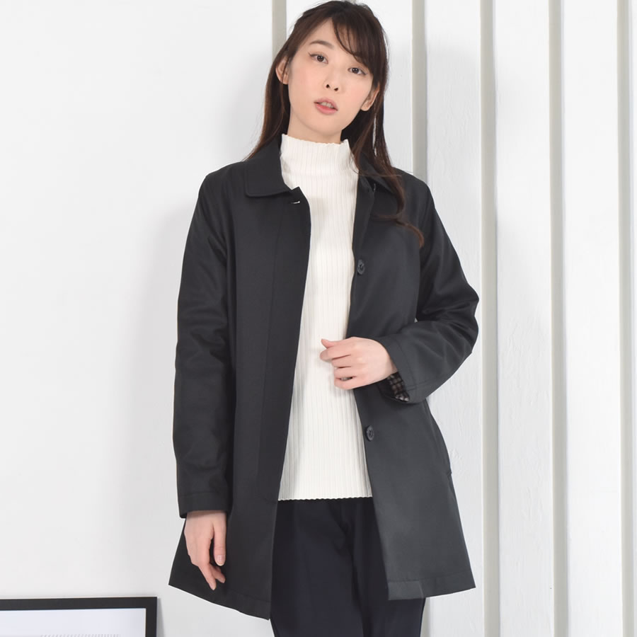 Merfirge ステンカラーコート 裏地 チェック柄 ステンカラー コート 弱