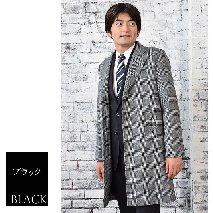 Merfirge チェスター コートメンズ カシミヤ カシミア ウール混 グレン