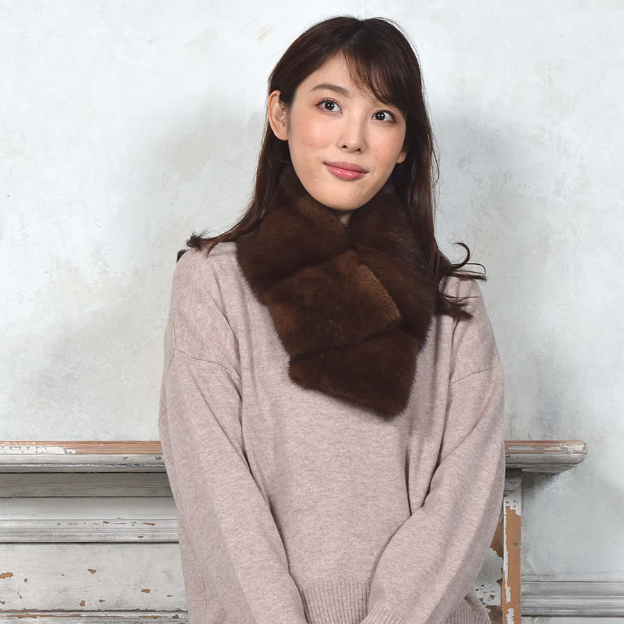 日本製 SAGA ミンク ファーマフラー ファーコート サガ カラー ティ