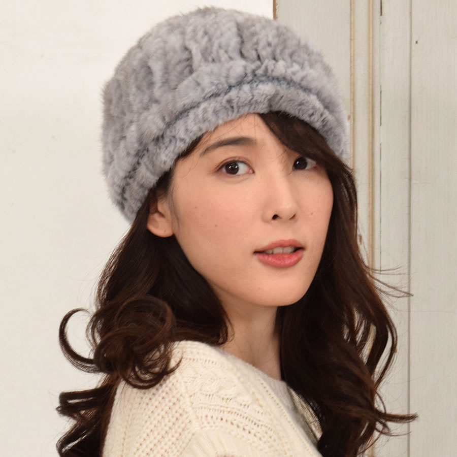 ミンク 編みこみ ベレー帽 ミンクファー ファー帽子 ベレー ファー