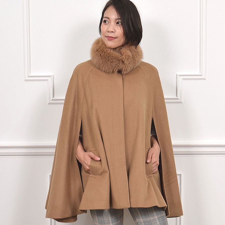 Merfirge ポンチョ ケープ カシミヤ ウール SAGA フォックス ファー付