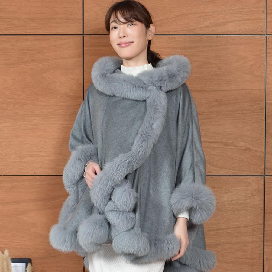 Merfirge ポンチョ ケープ 日本製 カシミヤ 100％ SAGA フォックス