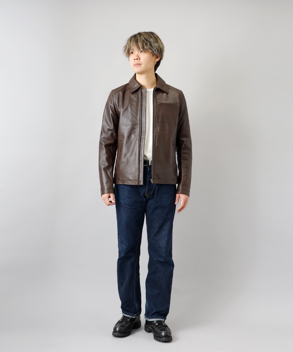 革ジャン メンズ ブランド 襟付き 羊革 本革 柔らかい ライダース