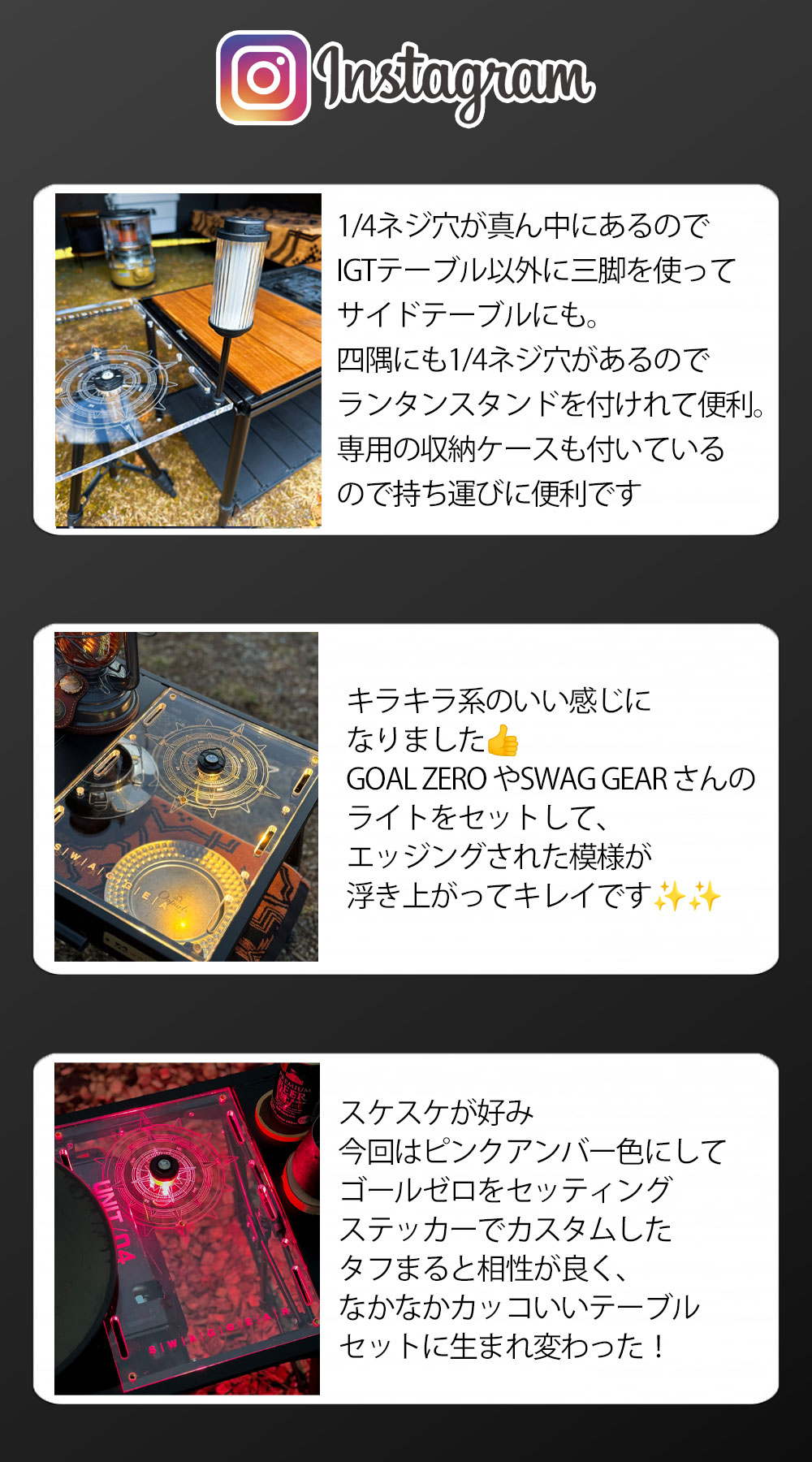 SWAG GEAR IGTアクリル天板 収納ケース付 0.5ユニット アウトドア IGT