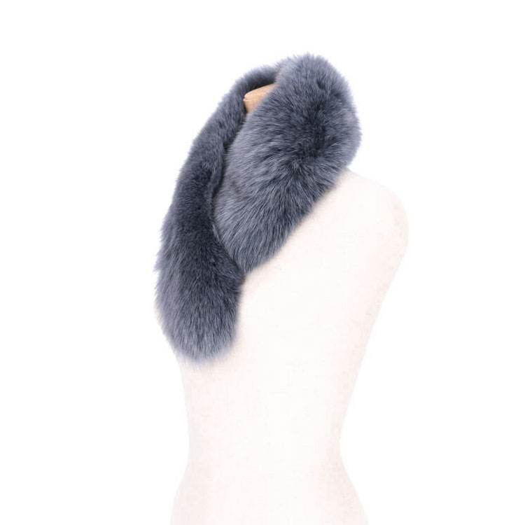 ブルーフォックス ファー マフラー リアルファー 秋 冬 ストレート