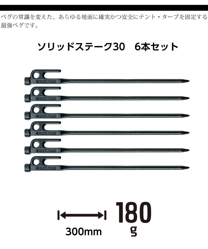 snow peak（スノーピーク） ペグ 6本セット 30cm ソリッドステーク30 R