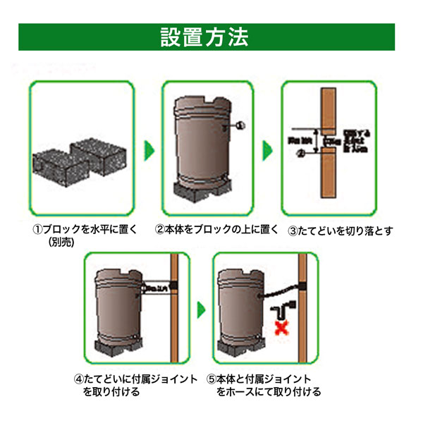 SHINSEI 雨水タンク アルミ台セット 185L 茶 直径約580mm 高さ