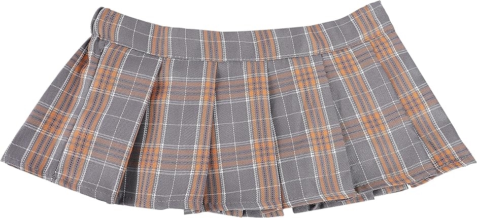 超ミニ丈 ウエストゴム プリーツ スカート フリーサイズ( A・グレー