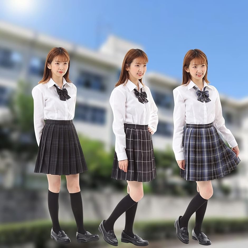 プリーツスカート チェック柄 ミニ スクールスカート 学生服( ネイビー