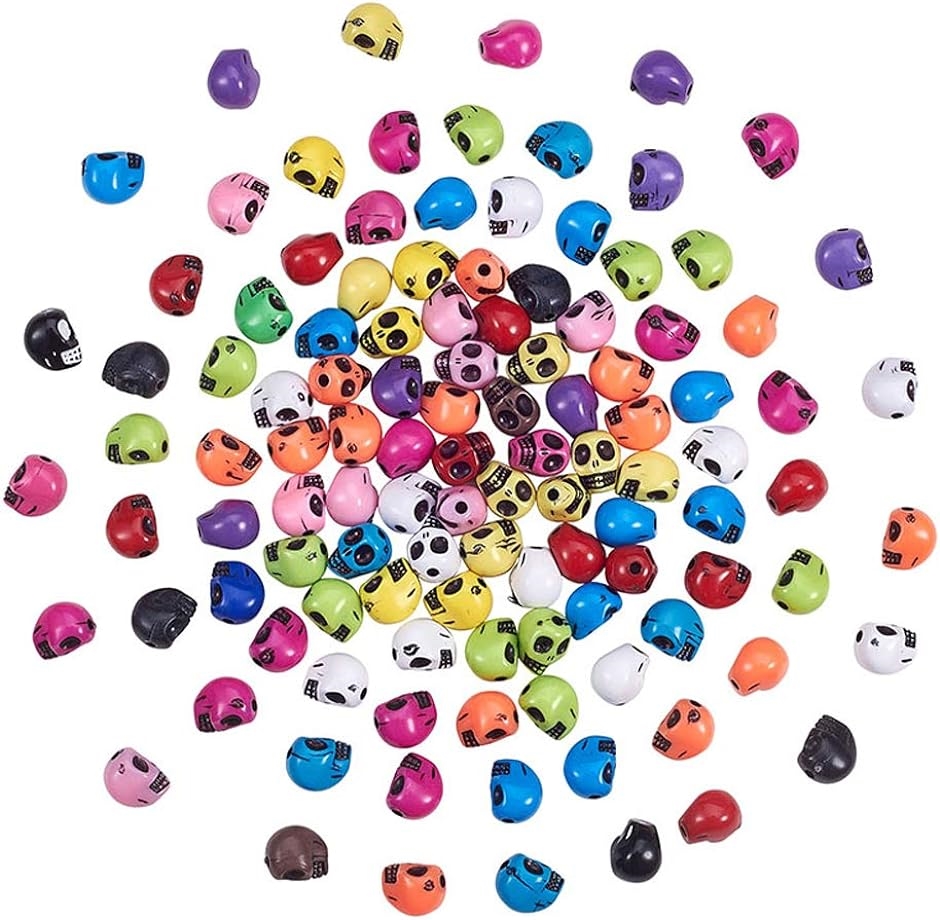 約120個 スカル 樹脂ビーズ 髑髏ビーズ ドクロビーズ 丸大ビーズ