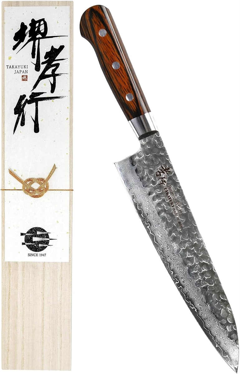 青木刃物製作所 堺孝行 33層槌目ダマスカス 三徳 180mm 07392 (包丁