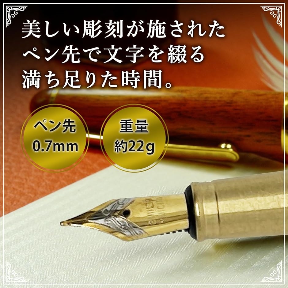 レトロ 真鍮 万年筆 木 製 金 色 キャップ ねじ 式 ノート 本 手紙