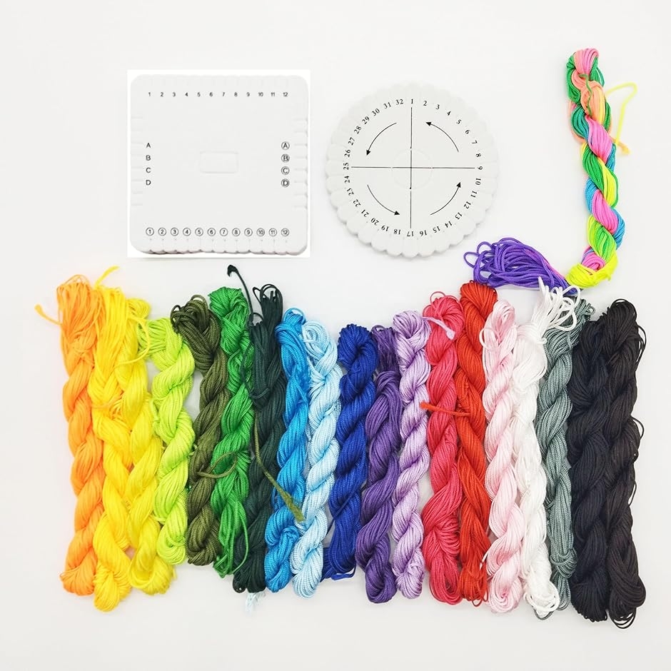 組み紐 糸 ディスク 組紐 キット 1mm 1.5mm ブレスレット 手芸 20色