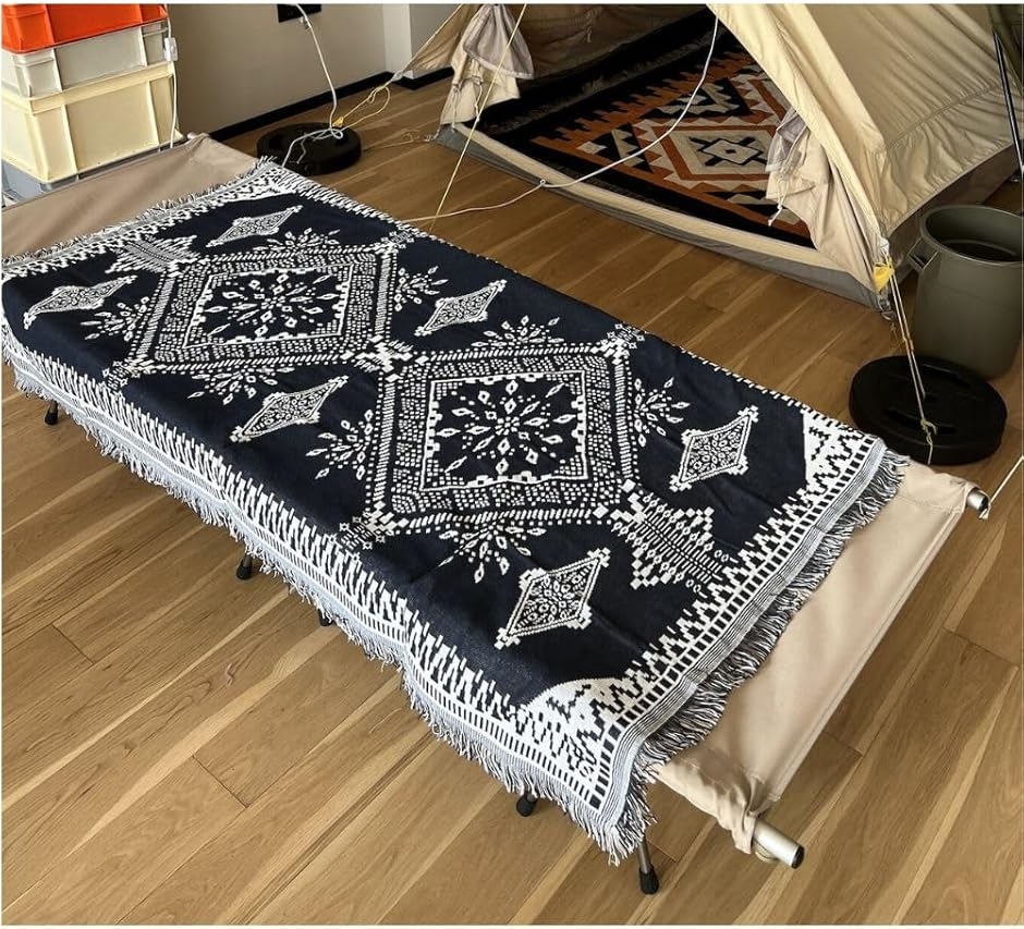 コット用ラグ キャンプ ラグマット アウトドア 民族柄 マルチカバー