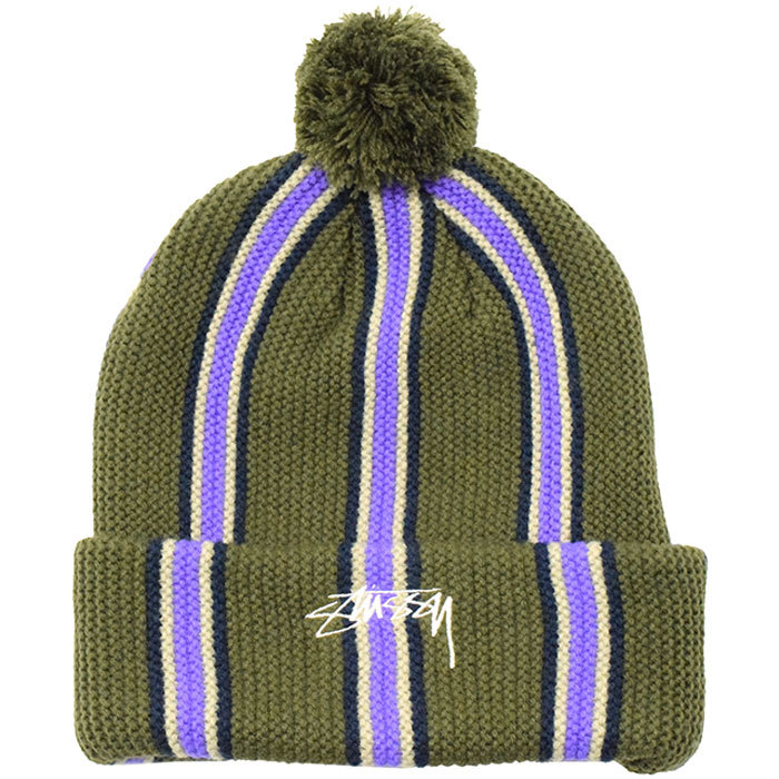STUSSY（ステューシー） ニット帽 STUSSY Striped Pom ( stussy beanie