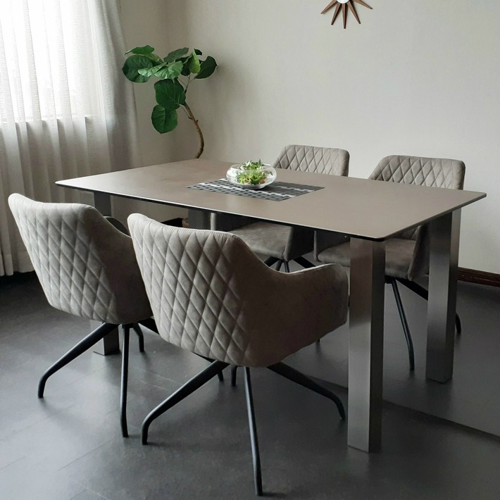 ダイニングテーブルセット セラミック ホワイト 白 グレー 大理石風 4