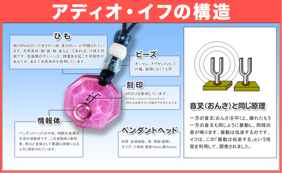 アディオ・イフ（NEWモデル）波動共鳴ペンダント 3個セット！ : 自然の