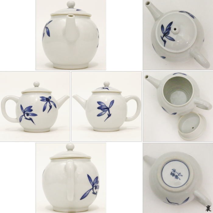 煎茶道具 急須 後手急須 染付 蘭 井上春峰作 平安春峰作 茶道 : 茶道具
