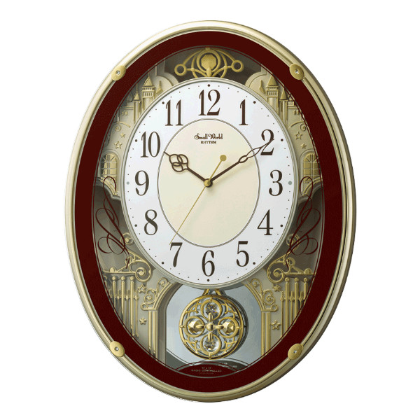 RHYTHM 振り子時計 スモールワールドプラウド 18曲収録 電波時計