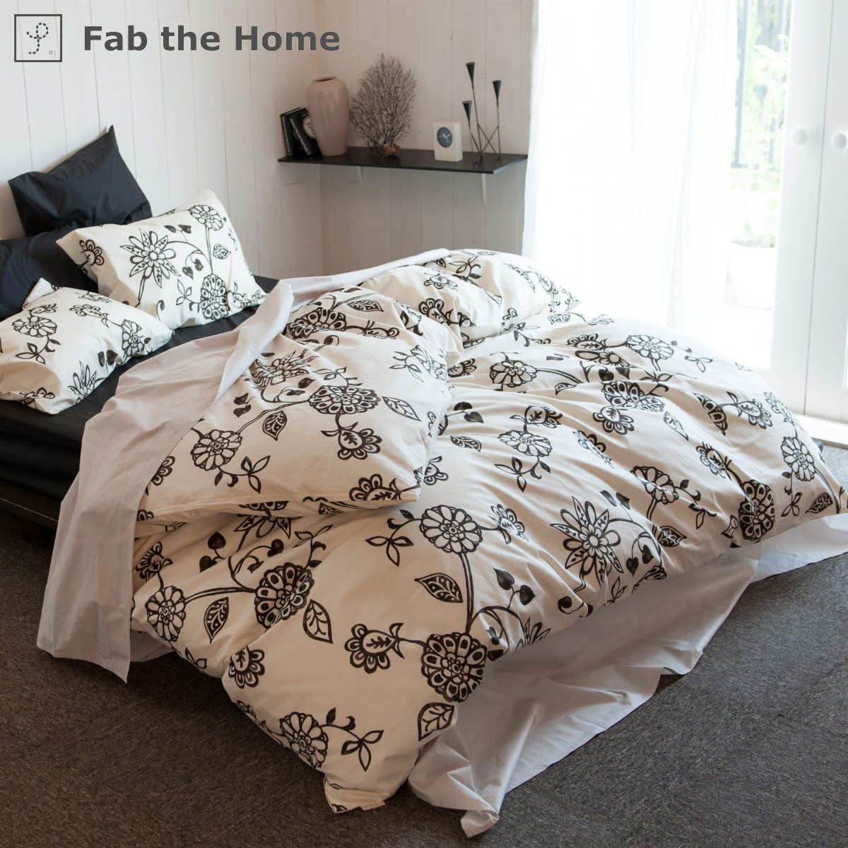 掛け布団カバー Fab the Home クイーン エイジア 花柄 綿100％ （ 布団