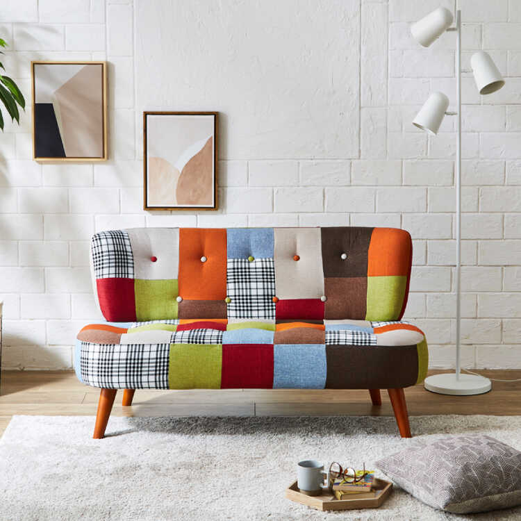 ソファ ソファー 2人掛け おしゃれ パッチワーク カラフル 北欧
