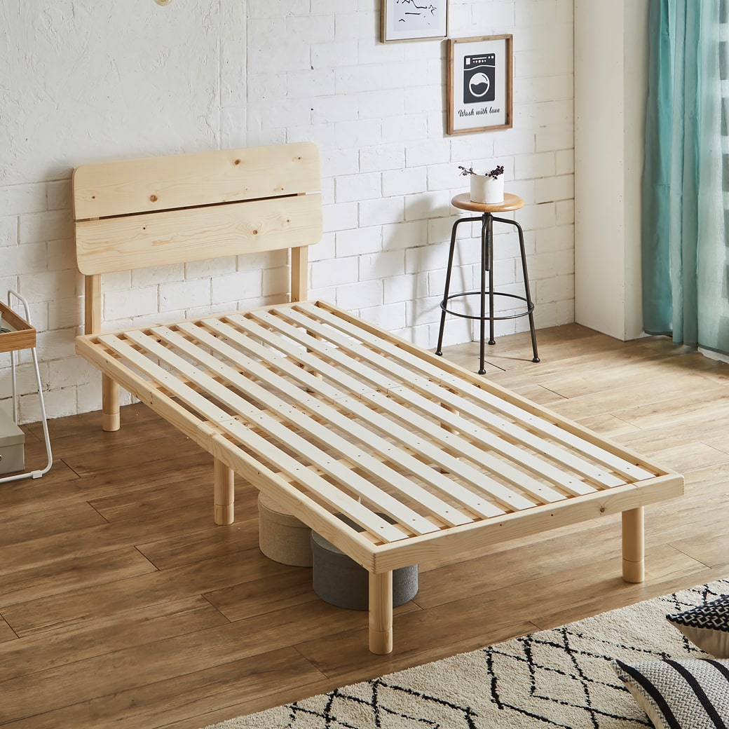 すのこベッド シングル ベッド単品のみ 木製 耐荷重350kg 組立簡単 棚