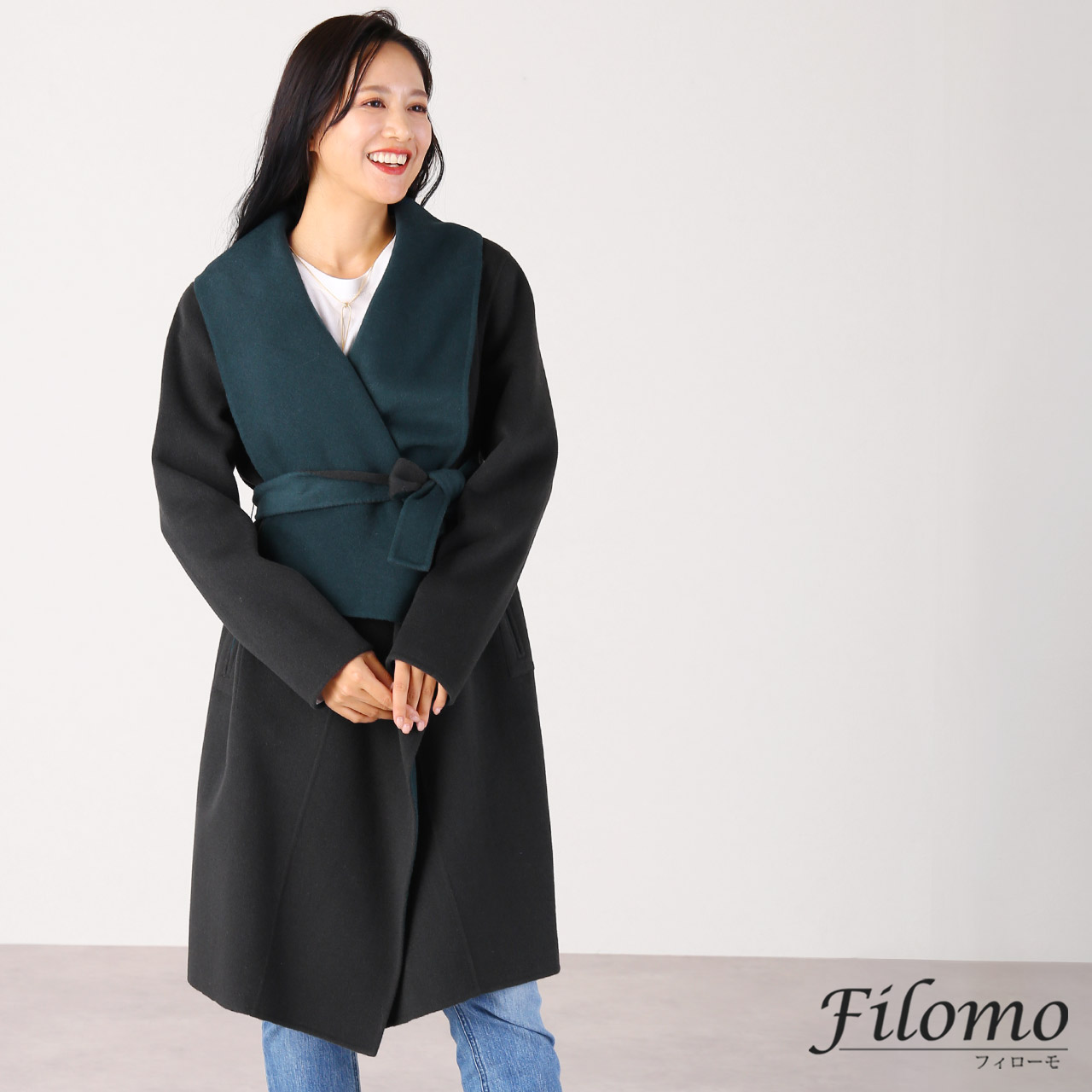 Filomo（フィローモ） カシミヤ ブレンド ウール ラップ コート