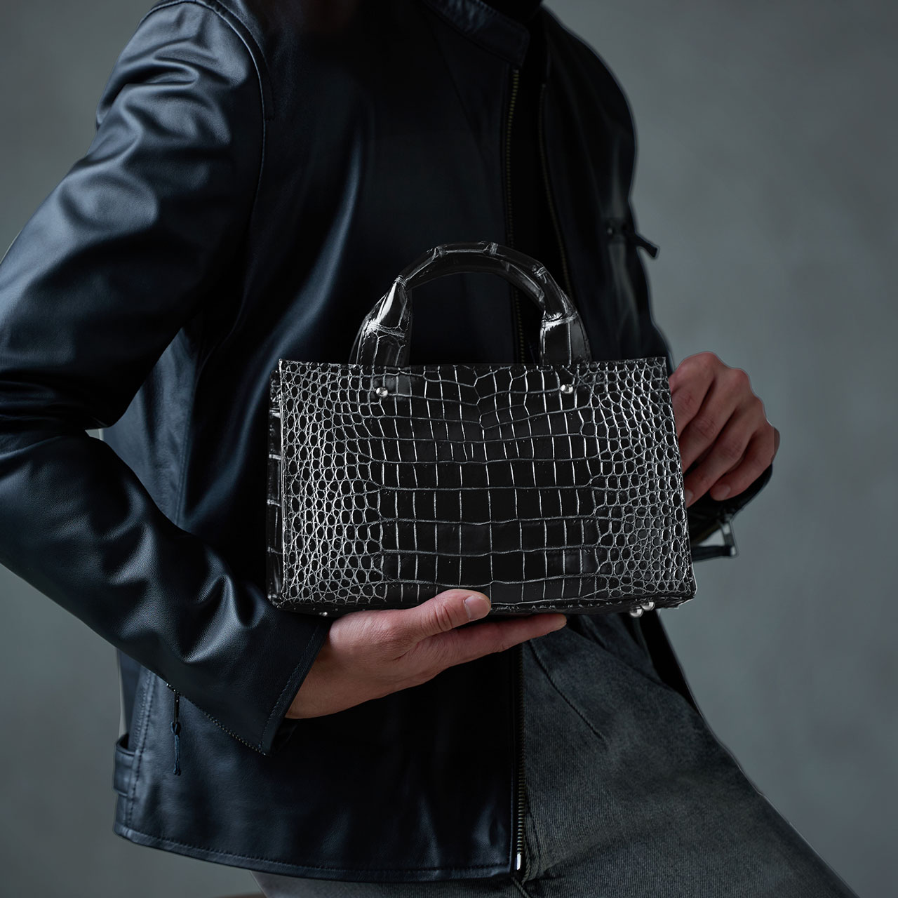 sankyo shokai（三京商会） クロコダイル メンズ 2WAY ハンドバッグ