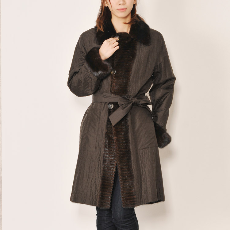 sankyo shokai（三京商会） シルク100% ミンク リバーシブル ロング