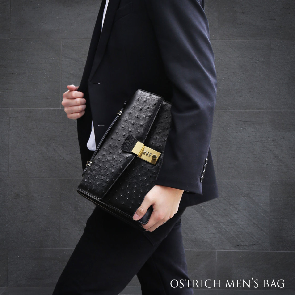 sankyo shokai（三京商会） オーストリッチ メンズ セカンドバッグ