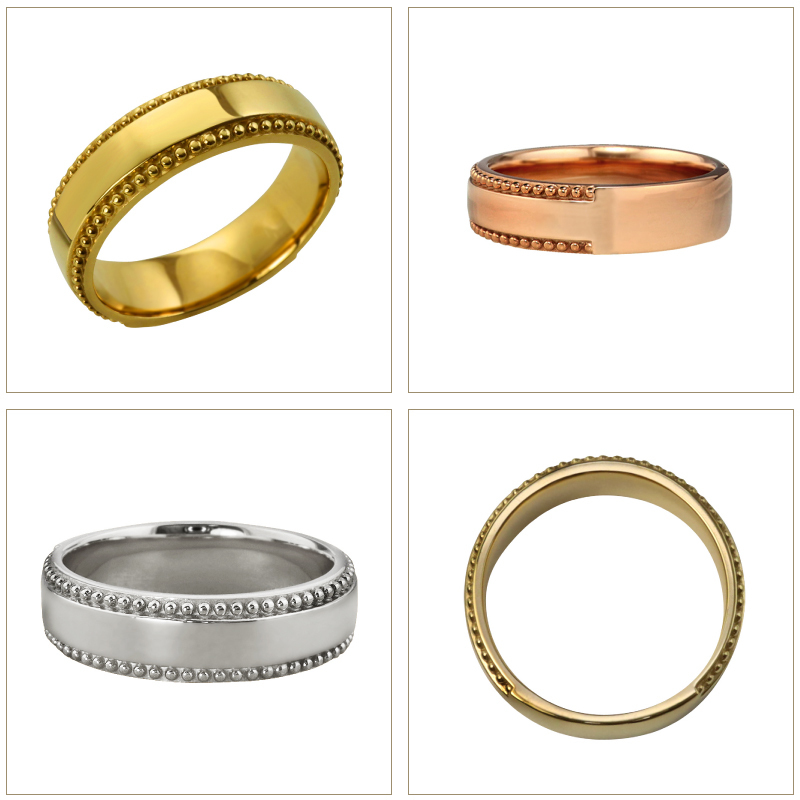Jewelry i（ジュエリーアイ） ミル打ち リング 5mm幅 18金 指輪