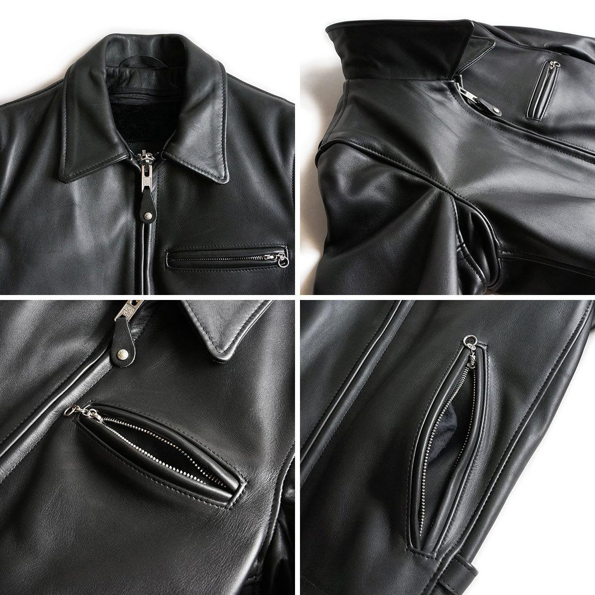 専用！黄金サイズ38！ショット658襟付シングルトラッカージャケット黒