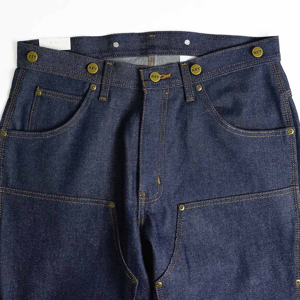 KEY キー ダブルフロント デニム ロガー ダンガリー パンツ ｜ 447-41