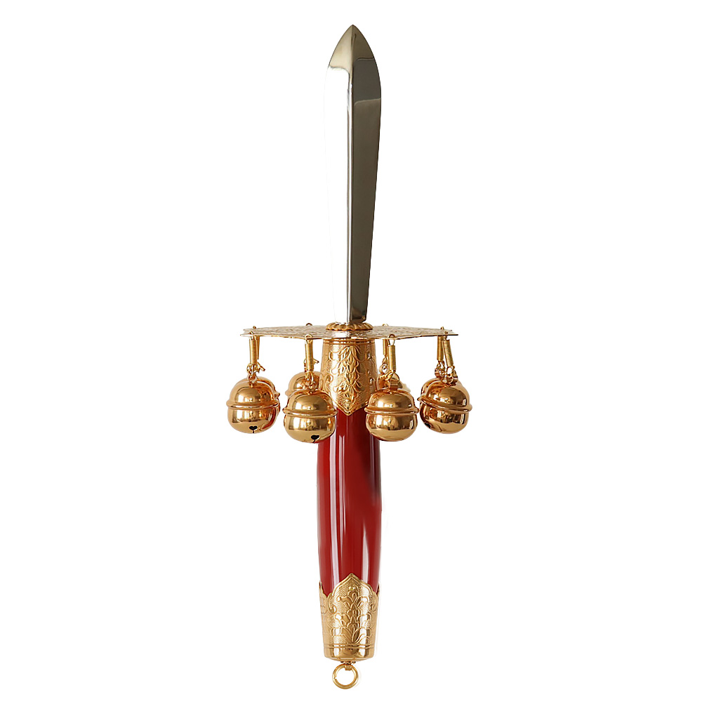 なーむくまちゃん工房 神楽鈴 鉾先型 板付き全長33cm 本金メッキ