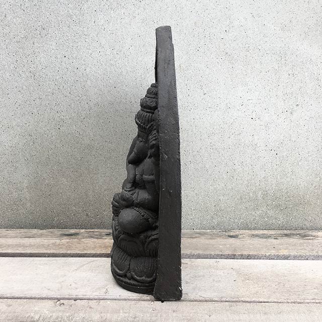 石像 ガネーシャ 置物 壁付 黒 H40cm 庭 ガーデンオブジェ バリ島